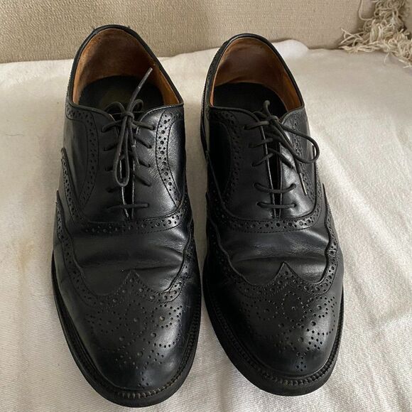French Shriner Whitman Black Leather Wingtip Oxfords Mens Dress Shoes Size 12 M - Picture 3 of 10